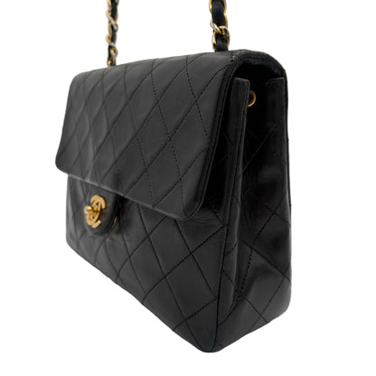 89-91 Single Flap Chanel Bag-Black Lambskin