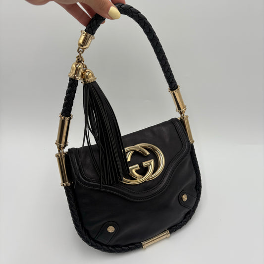 Y2K Gucci Tassel Britt Mini Leather Handbag