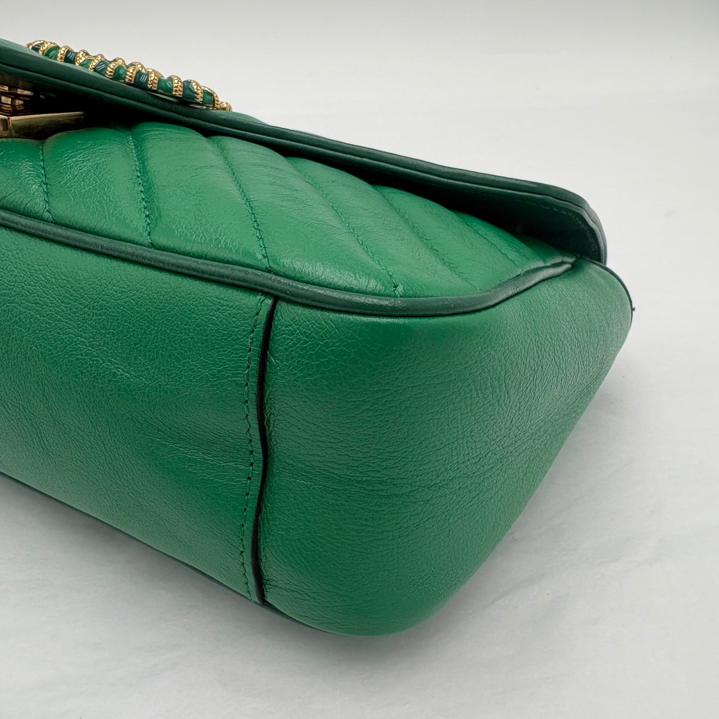 Gucci Diagonal Quilted Enamel Flap