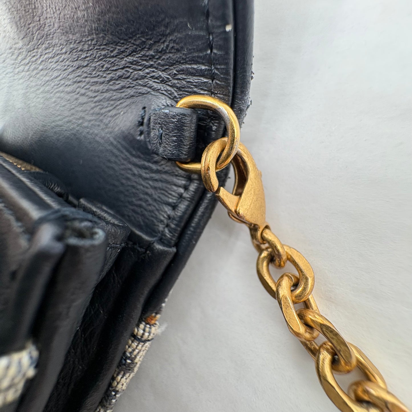 Christian Dior Saddle Pouch with Chain Blue Oblique Jacquard