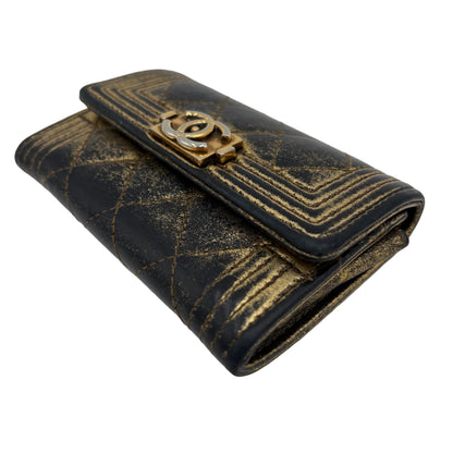 MIB Chanel Gold Distressed Boy Wallet