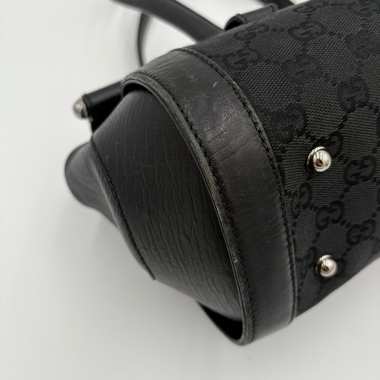 Gucci GG Bamboo Leather/Canvas Bullet Bag