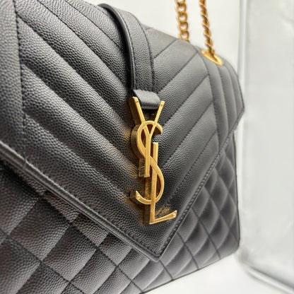 YSL Saint Laurent Quilted Triquilt Envelope Purse