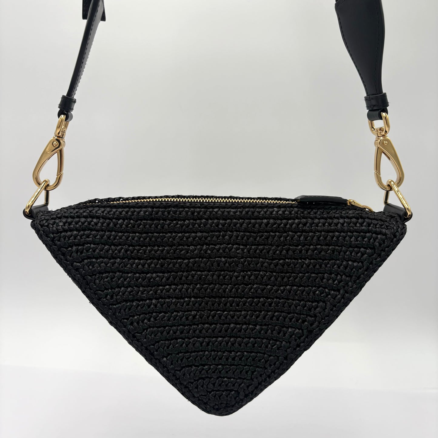 Prada Triangle Crochet Shoulder Bag Black