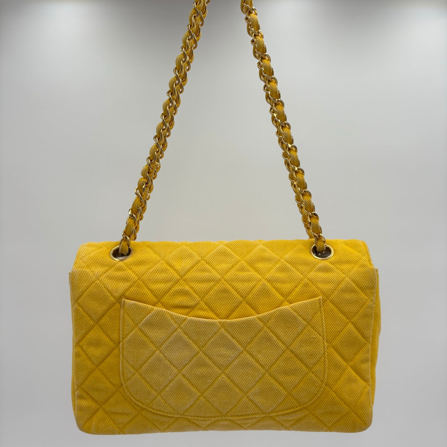 1991-1994 Chanel Medium Single Flap Yellow Denim