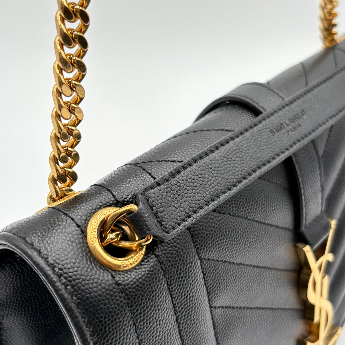 YSL Saint Laurent Quilted Triquilt Envelope Purse