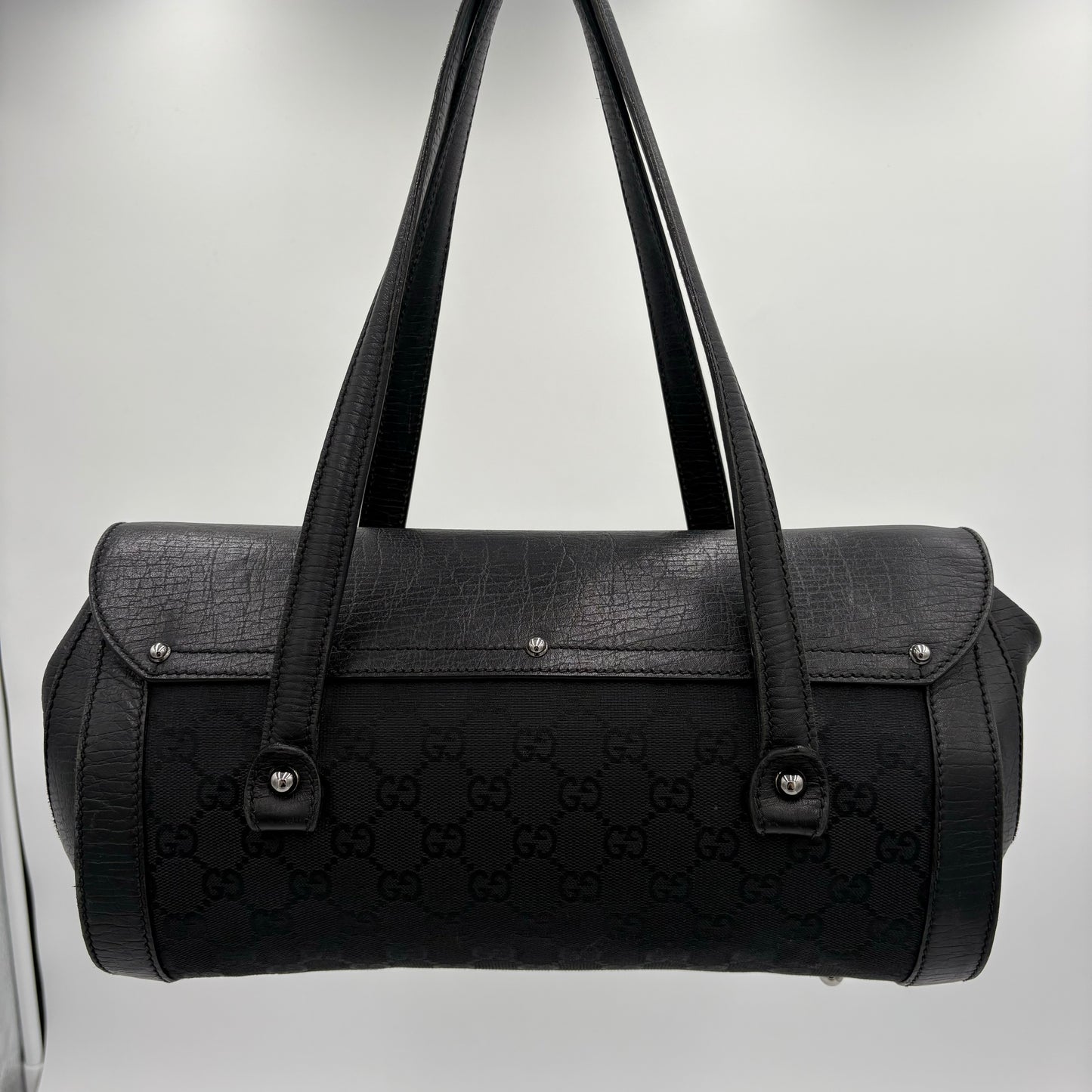 Gucci GG Bamboo Leather/Canvas Bullet Bag