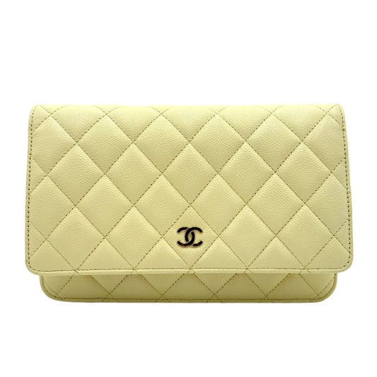 MIB 2023 Chanel Caviar Light Yellow Wallet On Chain WOC