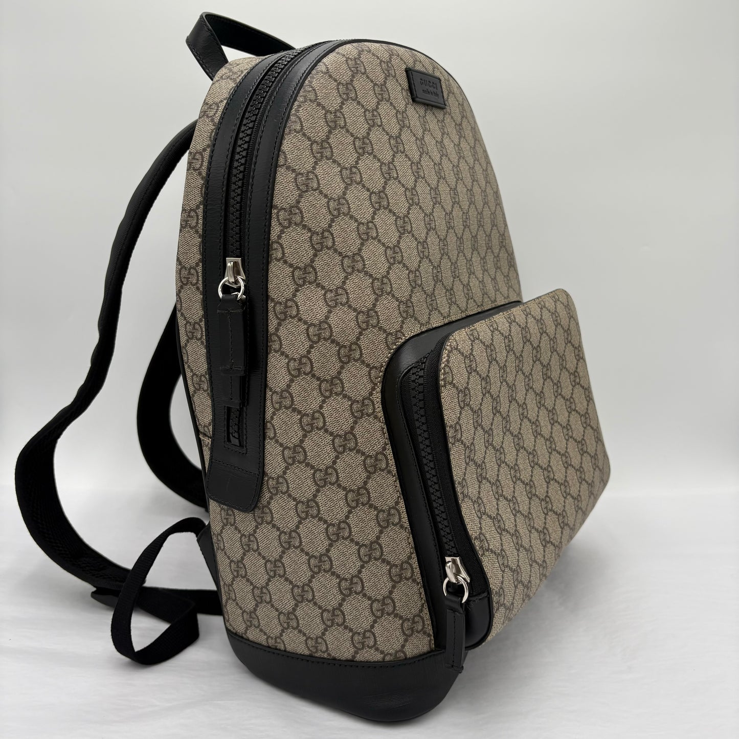 Gucci Monogram Black Leather Backpack