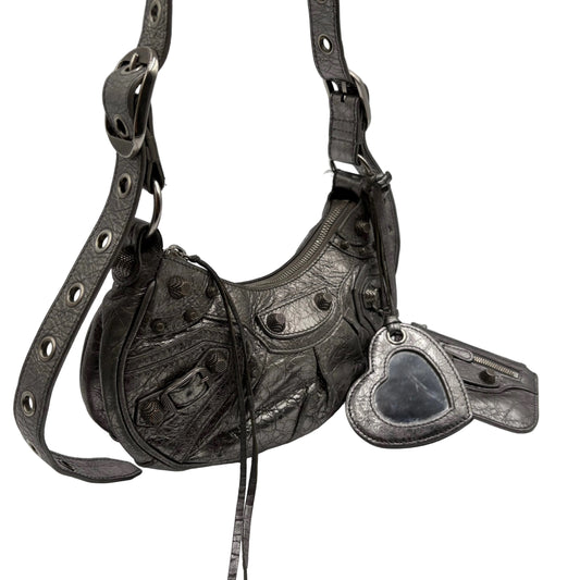 Balenciaga Le Cagole Shoulder Silver Leather : X SMALL