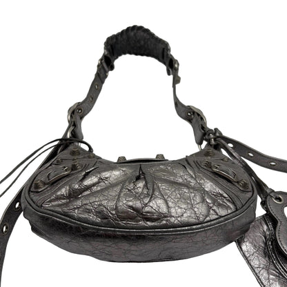 Balenciaga Le Cagole Shoulder Silver Leather : X SMALL