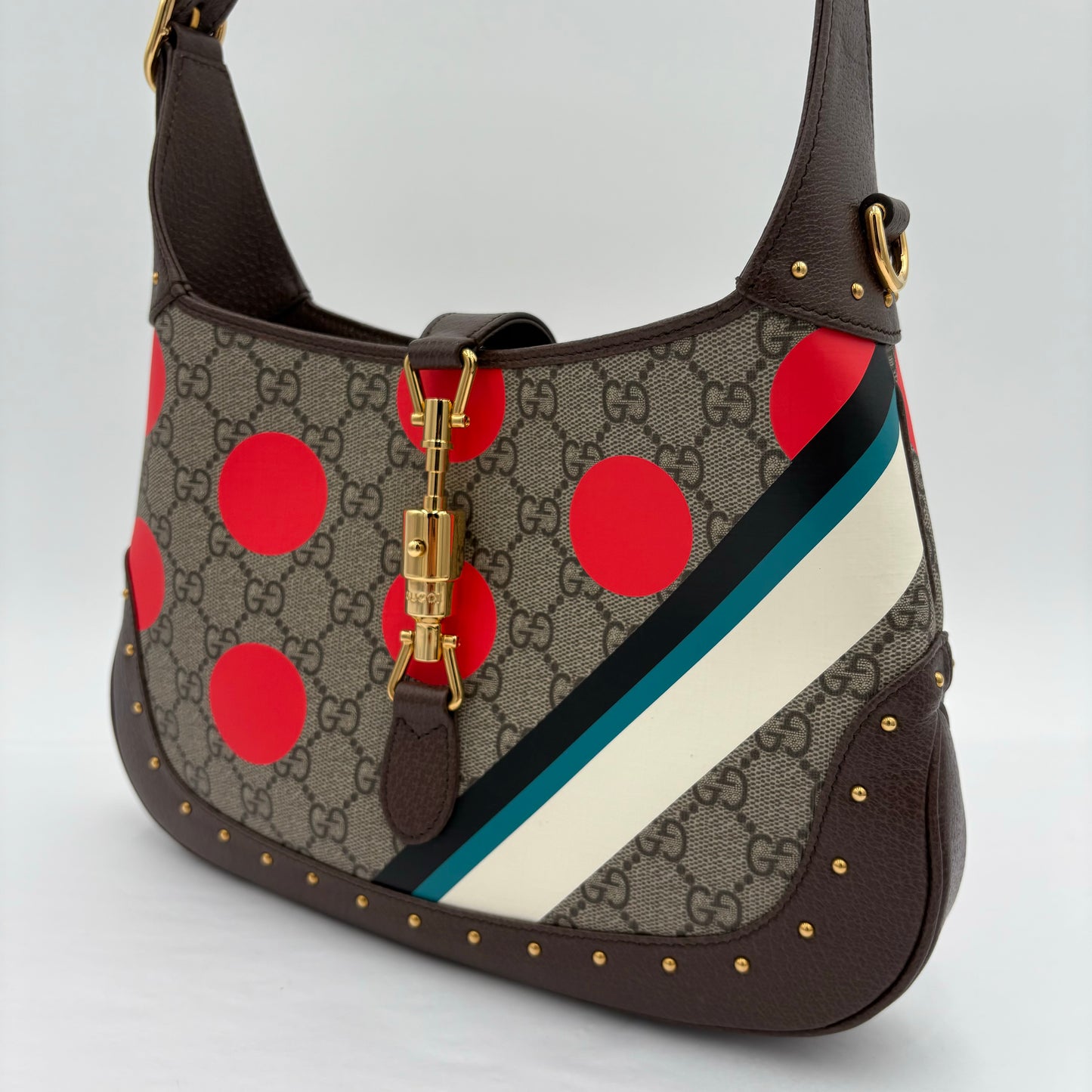Gucci Jackie 1961 Studded Gg Polka Dot Hobo Bag