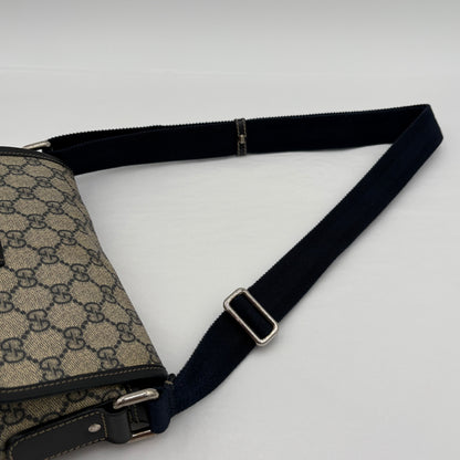 Vintage Gucci Flap Messenger Canvas/Navy Blue
