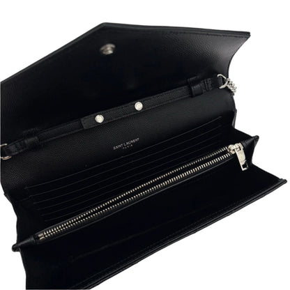 Saint Laurent Matelasse Leather Wallet On Chain