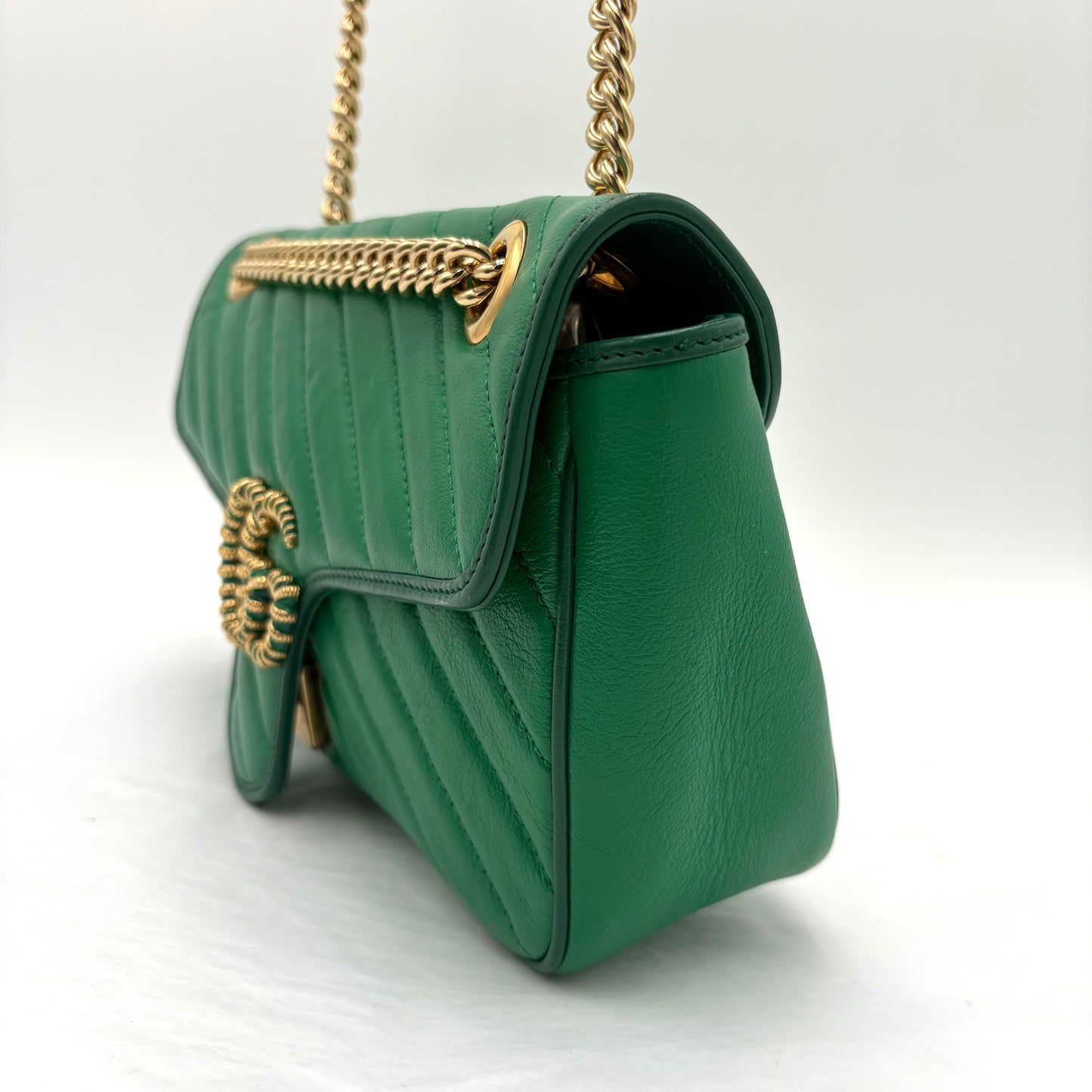 Gucci Diagonal Quilted Enamel Flap