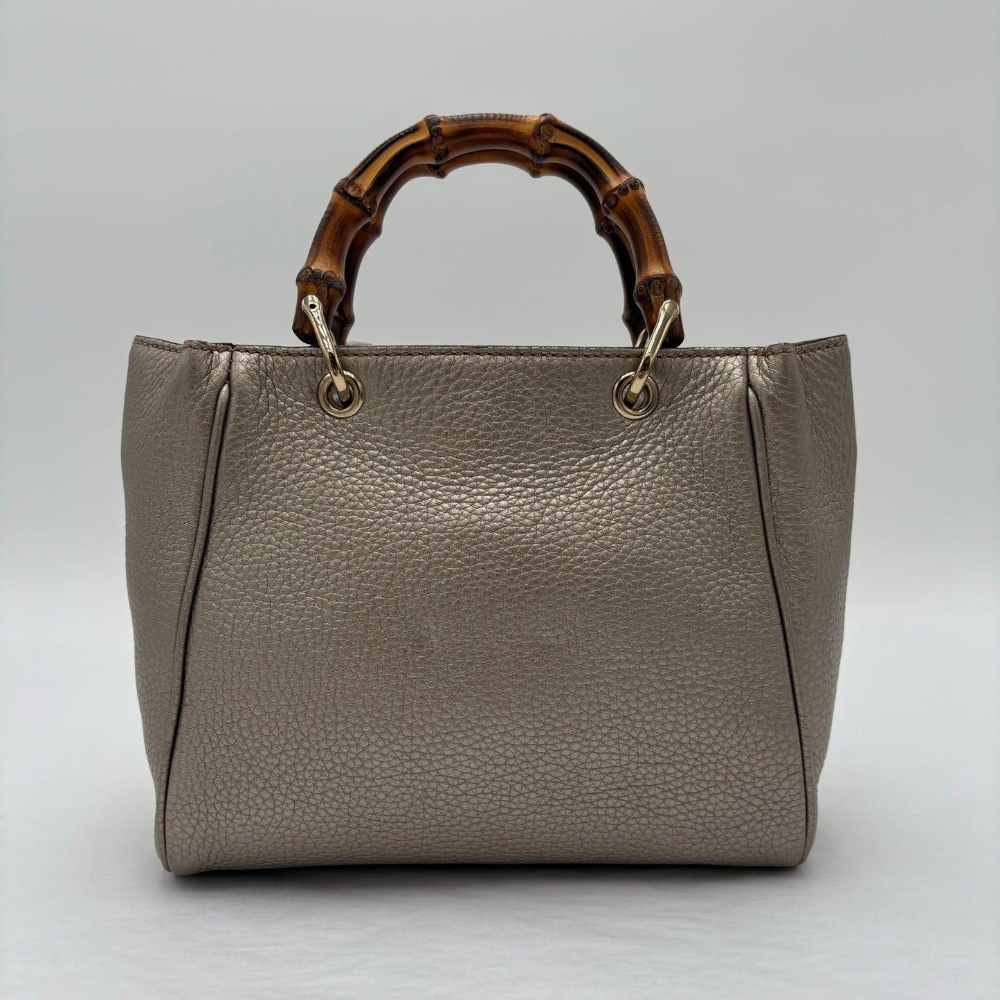 Vintage Metallic Gucci Bamboo Shopper Tote