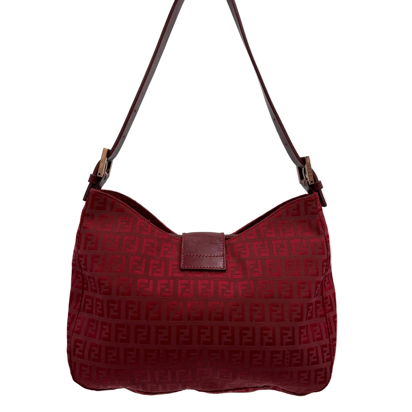 Vintage Fendi Red Zucchino Canvas Shoulder Bag