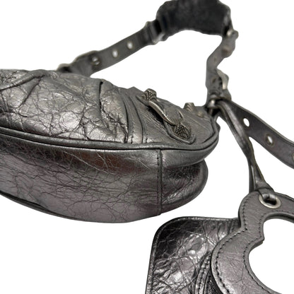 Balenciaga Le Cagole Shoulder Silver Leather : X SMALL