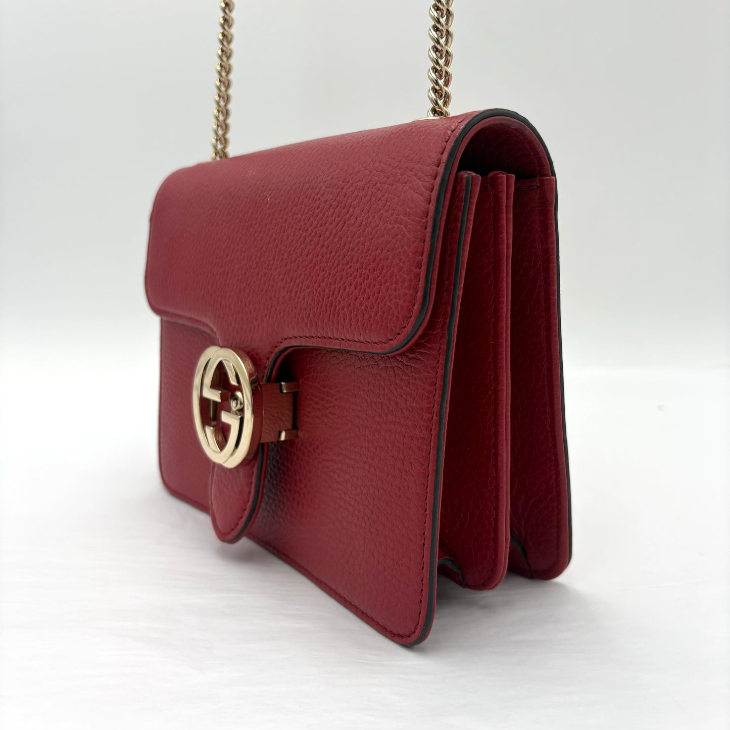 Gucci Dollar GG Calfskin Messen-Red : Large
