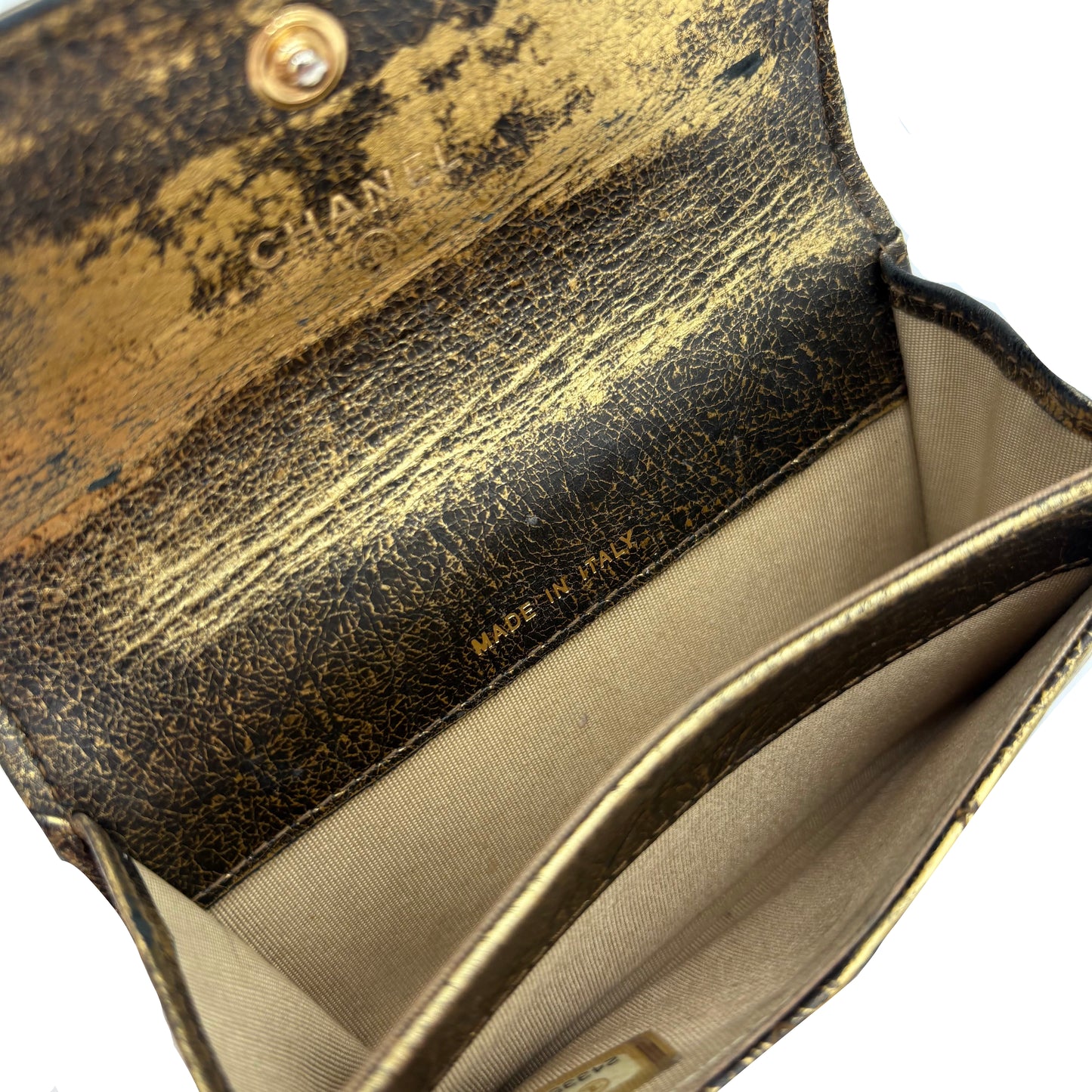 MIB Chanel Gold Distressed Boy Wallet