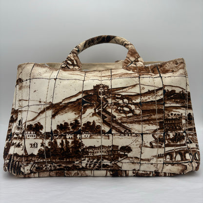2010 Prada Brown/Tan Printed Canvas Tote
