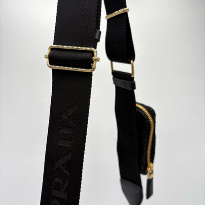 Prada Triangle Crochet Shoulder Bag Black