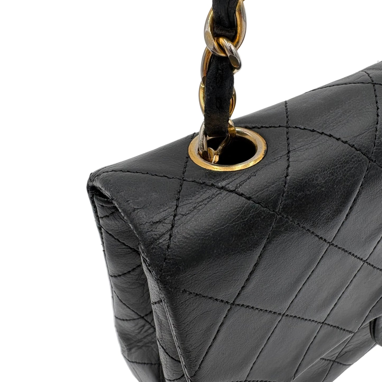 89-91 Single Flap Chanel Bag-Black Lambskin