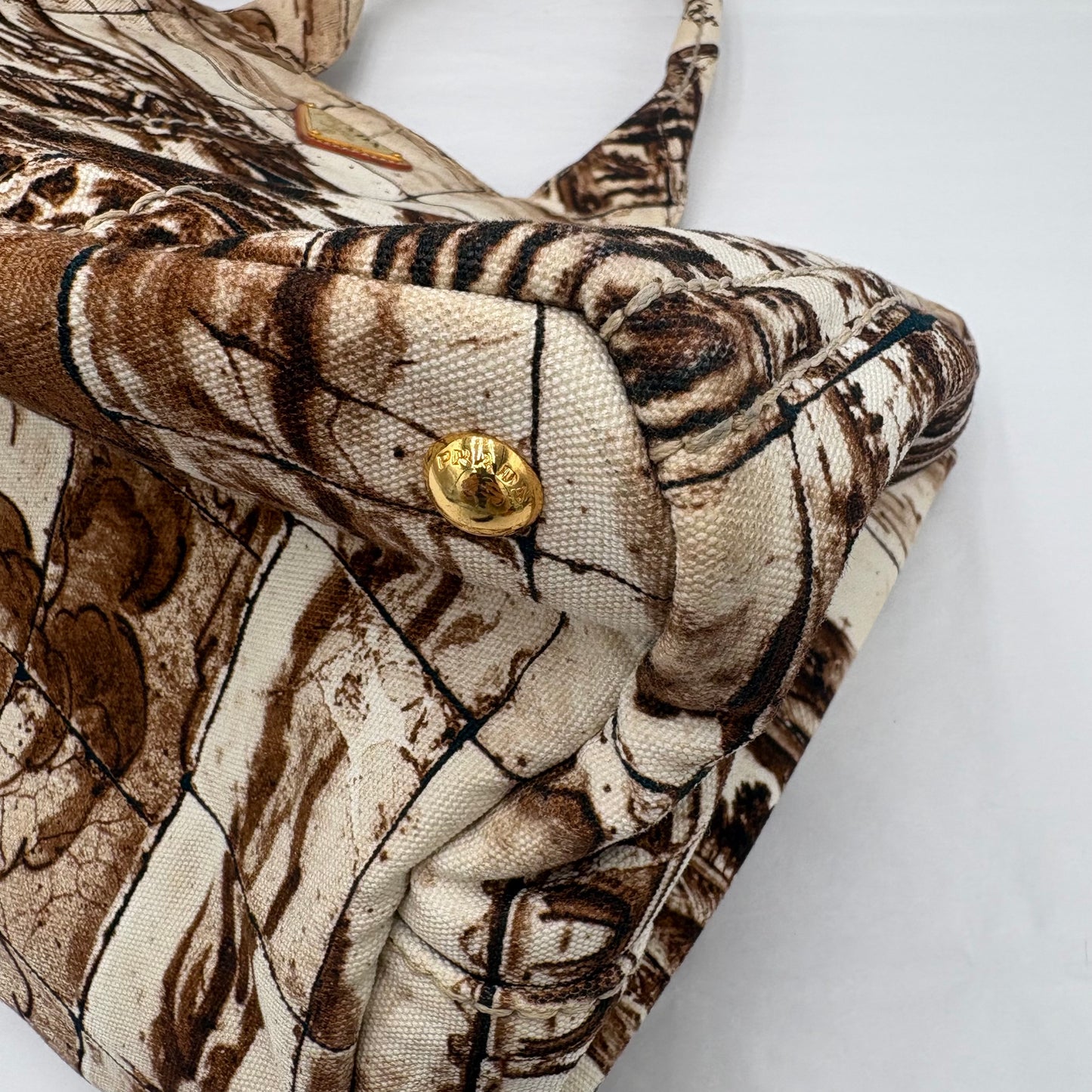 2010 Prada Brown/Tan Printed Canvas Tote