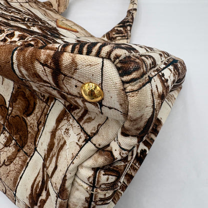 2010 Prada Brown/Tan Printed Canvas Tote