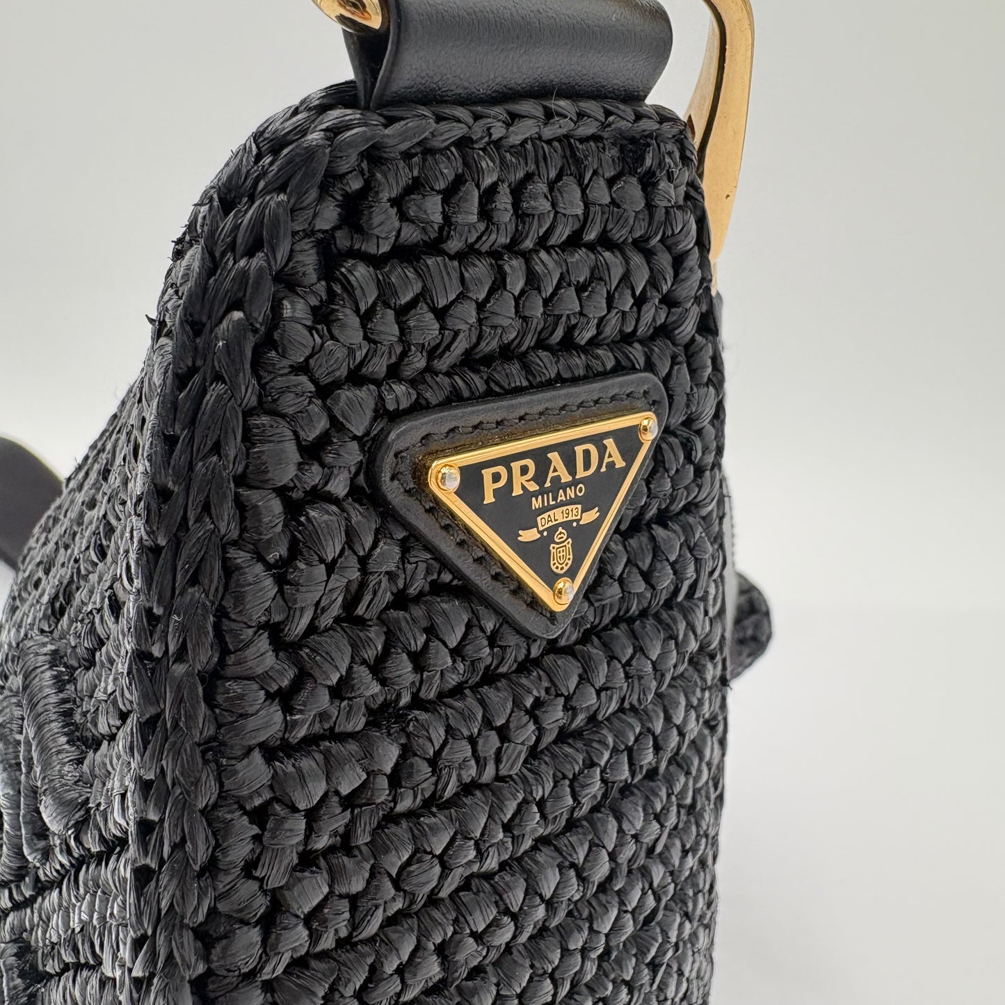 Prada Triangle Crochet Shoulder Bag Black