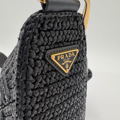 Prada Triangle Crochet Shoulder Bag Black