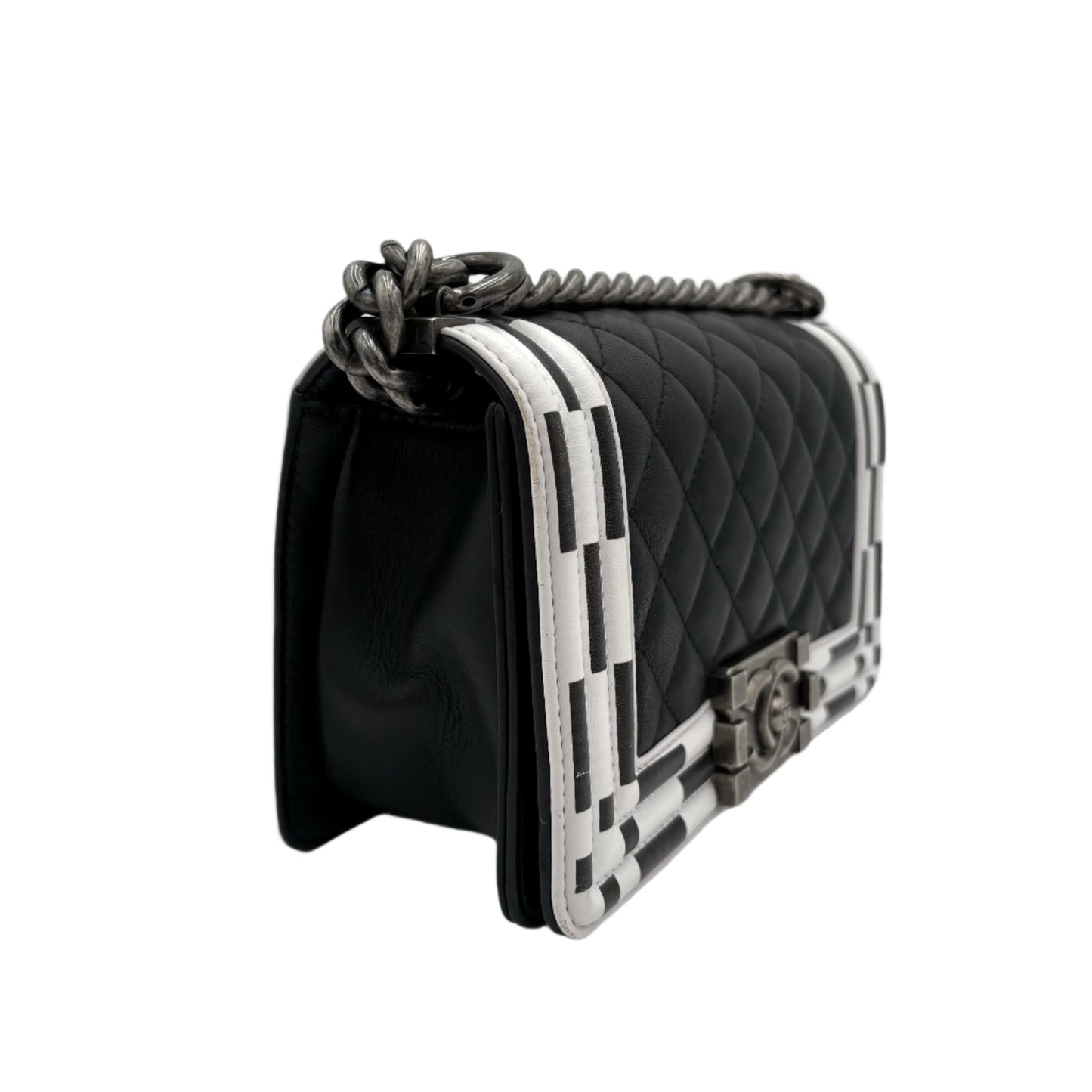 2014 Chanel Calfskin Checkerboard Boy Flap Bag