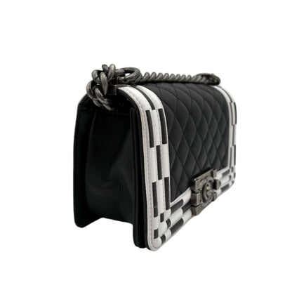 2014 Chanel Calfskin Checkerboard Boy Flap Bag