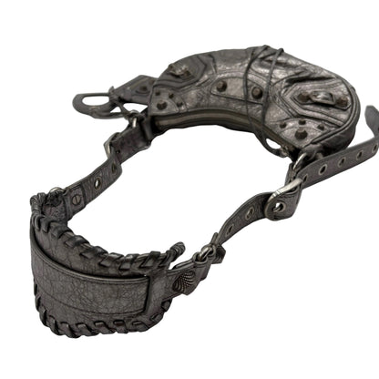Balenciaga Le Cagole Shoulder Silver Leather : X SMALL