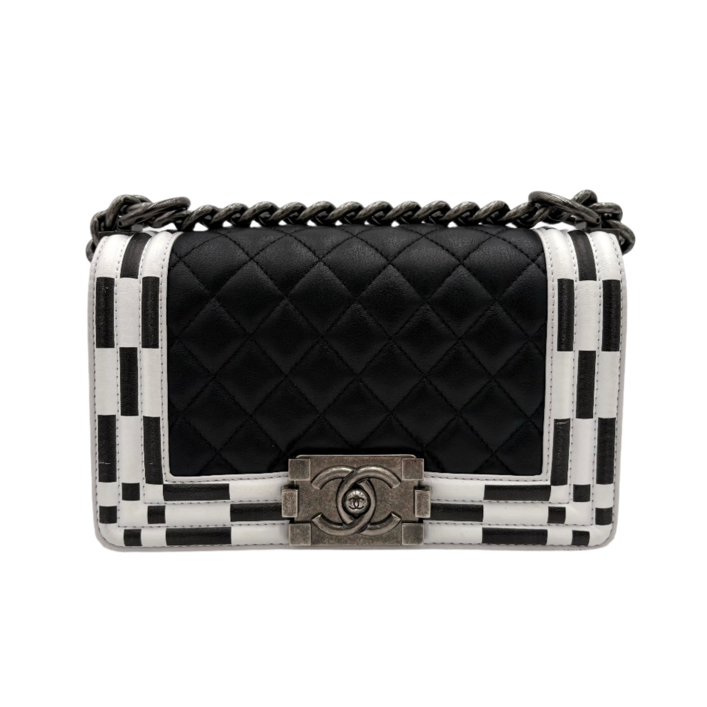 2014 Chanel Calfskin Checkerboard Boy Flap Bag