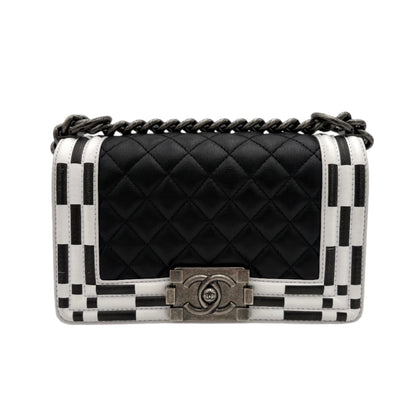 2014 Chanel Calfskin Checkerboard Boy Flap Bag