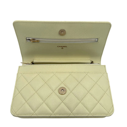 MIB 2023 Chanel Caviar Light Yellow Wallet On Chain WOC