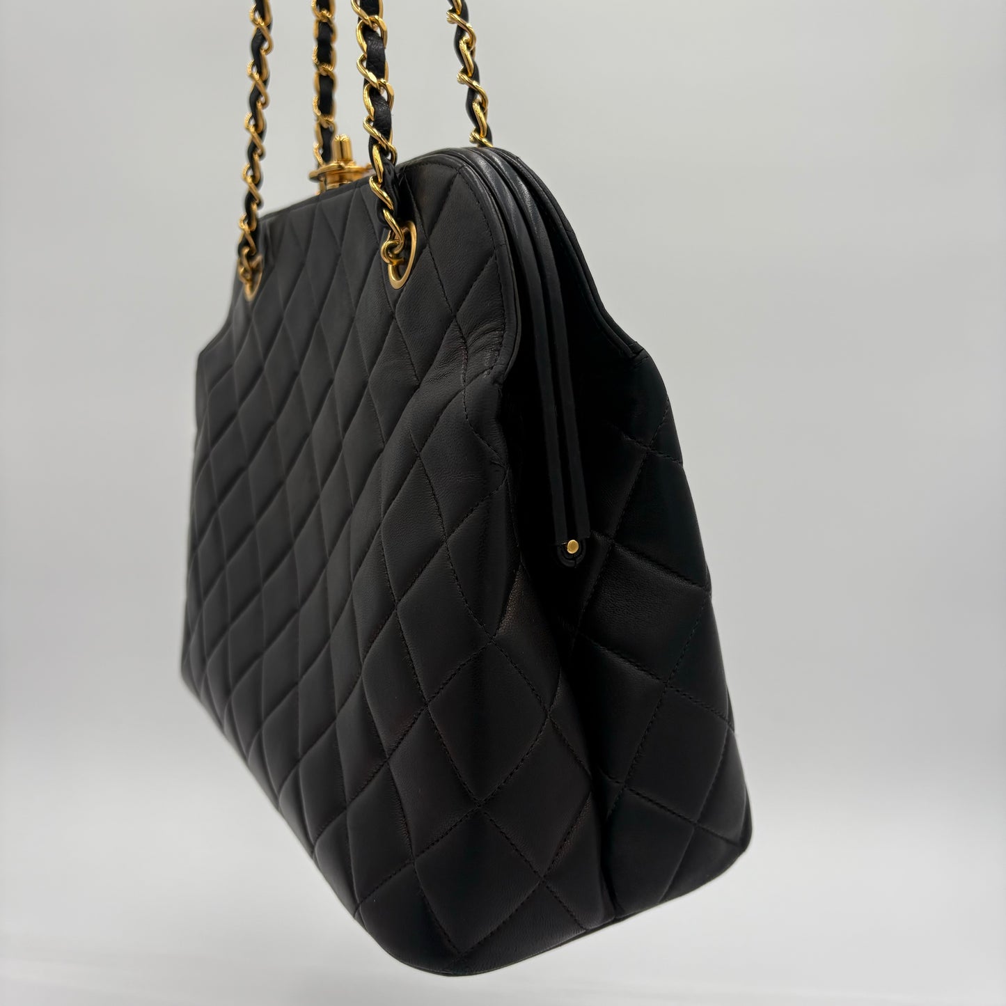 1996-1997 Chanel Lambskin Kisslock Tote