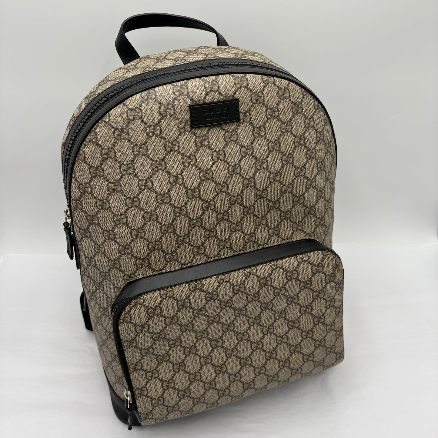 Gucci Monogram Black Leather Backpack