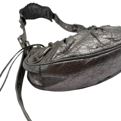 Balenciaga Le Cagole Shoulder Silver Leather : X SMALL