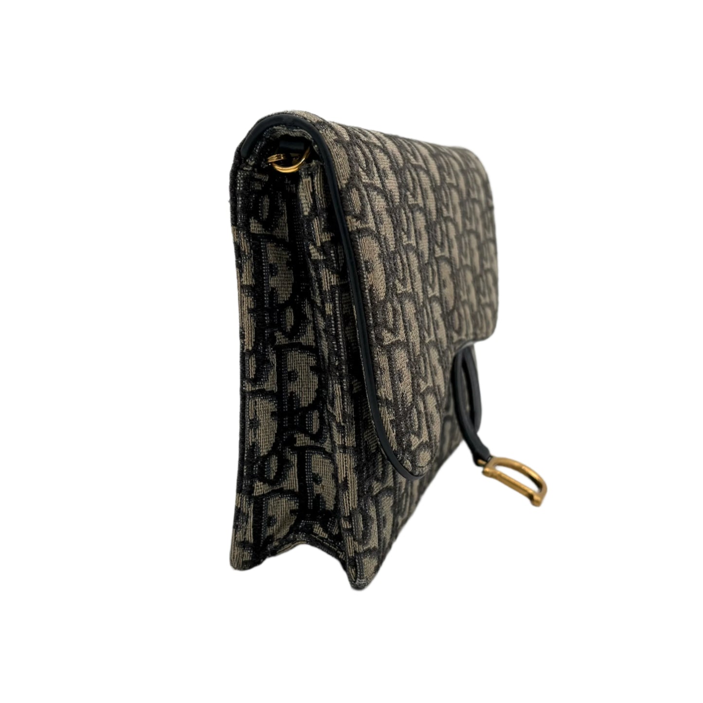 Saddle Pouch with Chain Blue Dior Oblique Jacquard