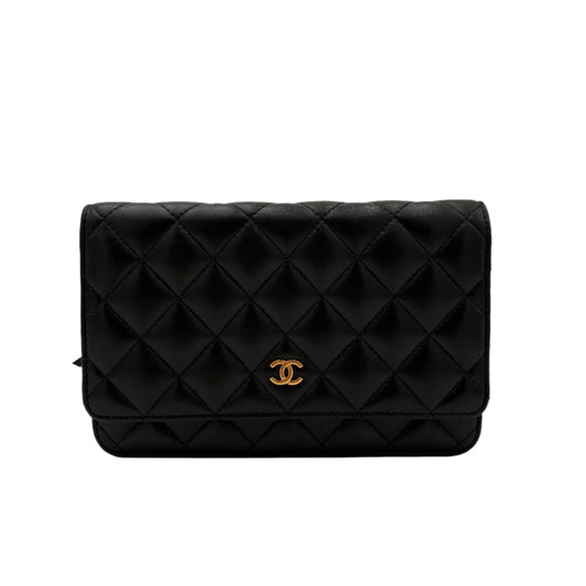 2016-17 Chanel Classic Wallet On Chain Gold/Black