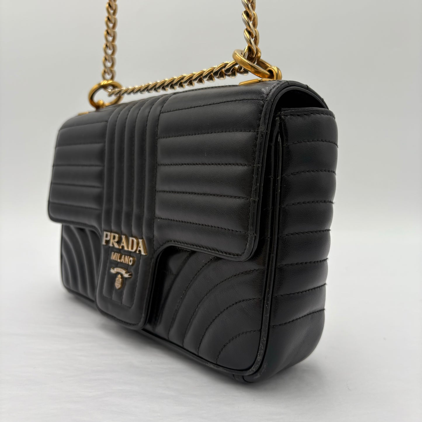Prada Diagramme Quilted Leather Flap Bag