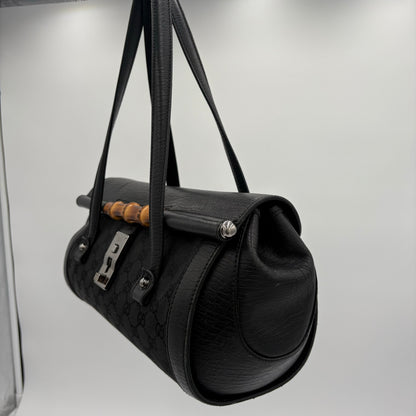 Gucci GG Bamboo Leather/Canvas Bullet Bag
