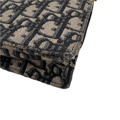 Saddle Pouch with Chain Blue Dior Oblique Jacquard