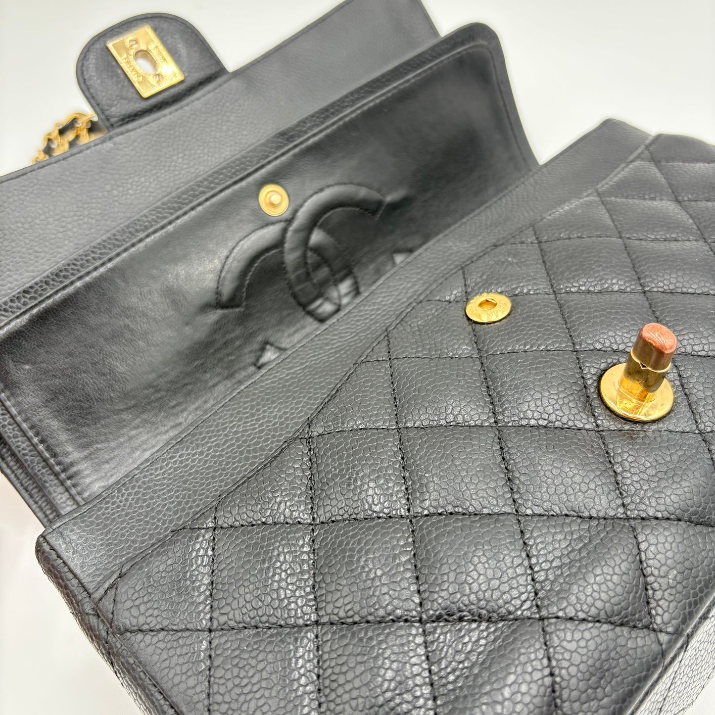 Pre 2008 Chanel Caviar Gold Hardware Double Flap
