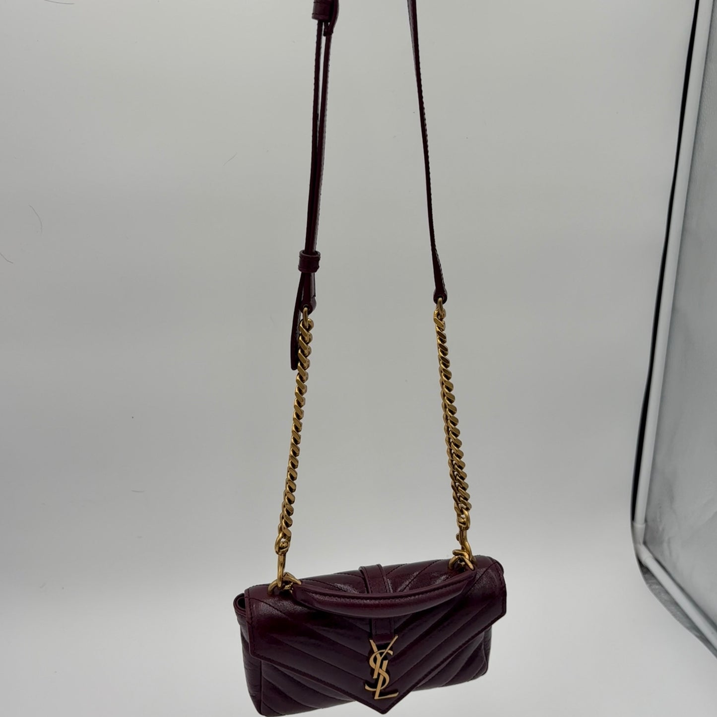 Saint Laurent Mini College Chain Bag - Plum