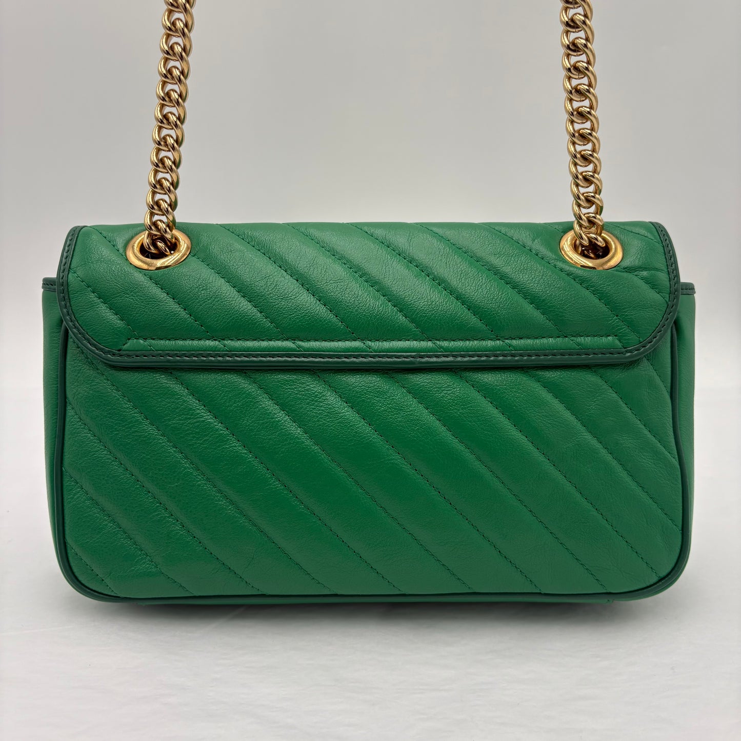 Gucci Diagonal Quilted Enamel Flap