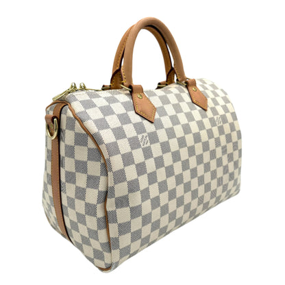 Chipped Louis Vuitton Speedy 30 Bandouliere Azur