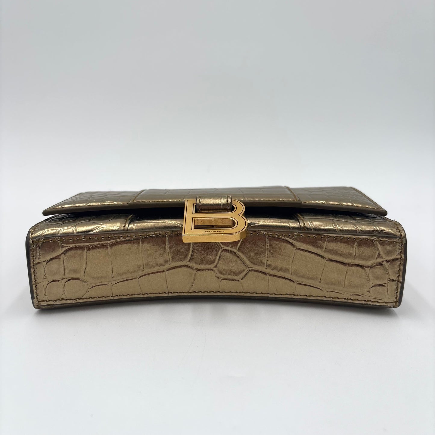 Balenciaga Gold Croc Small Hourglass  Bag